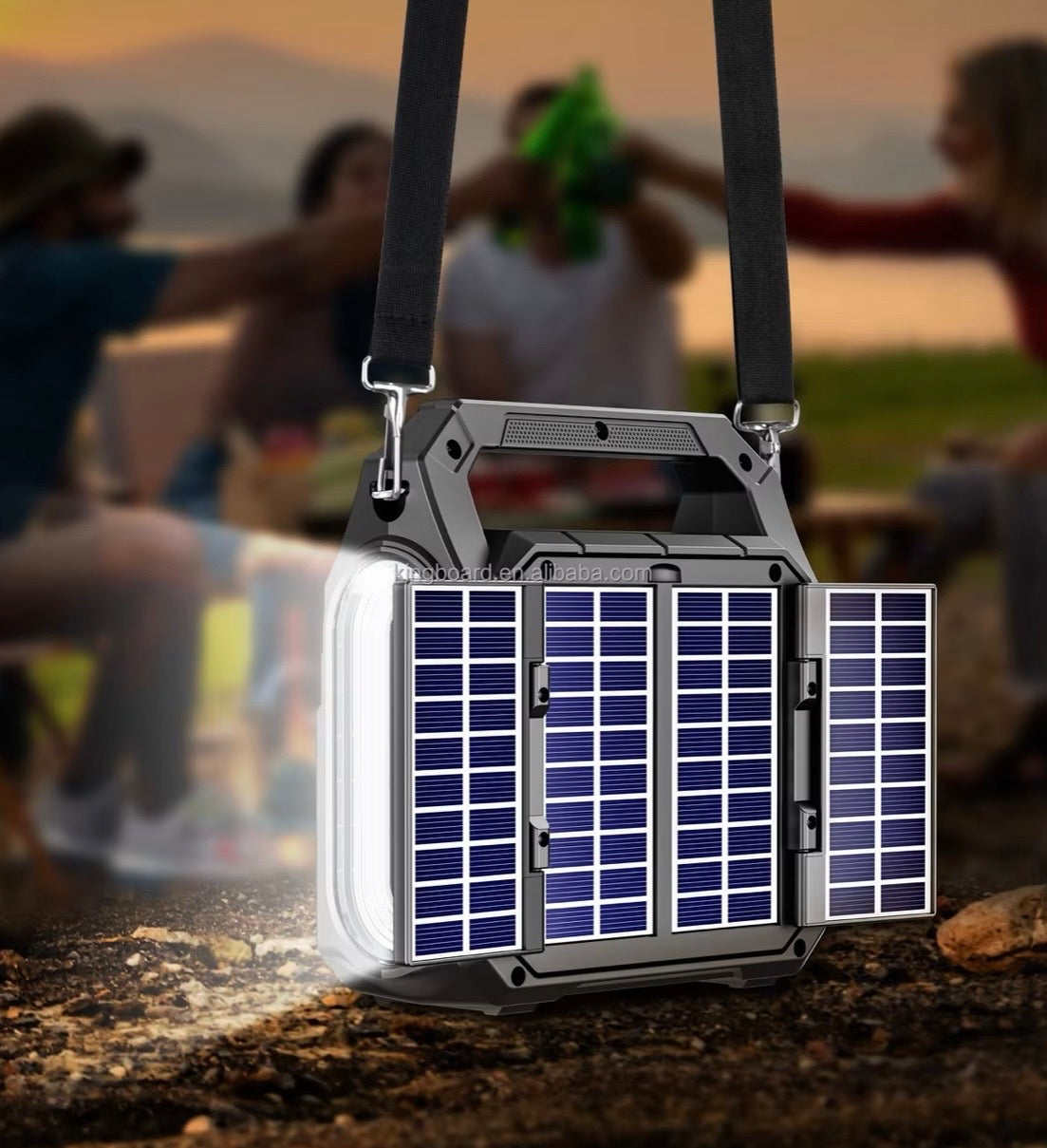 KTS-2299 Foldable 4-Panel Solar Bluetooth Speaker with Flashlight & Power Bank