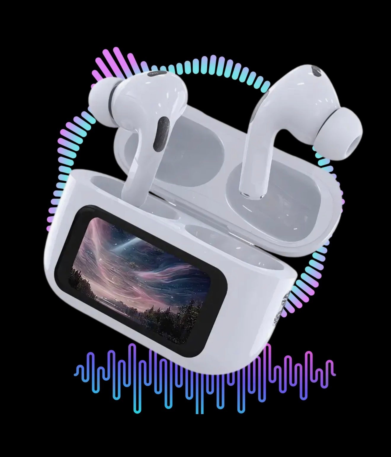 A9 Pro Smart Touch Screen Wireless Earbuds with ANC & ENC – White Edition