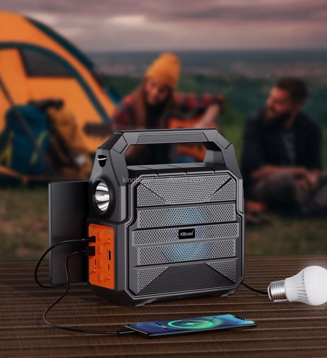 KTS-2299 Foldable 4-Panel Solar Bluetooth Speaker with Flashlight & Power Bank
