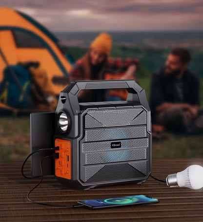 KTS-2299 Foldable 4-Panel Solar Bluetooth Speaker with Flashlight & Power Bank