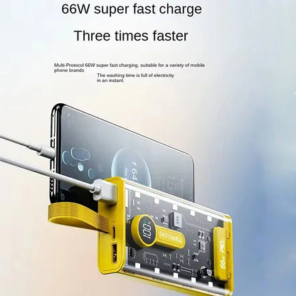 20,000 MAH 66W Fast Charging Power Bank with Digital Display – Transparent Design
