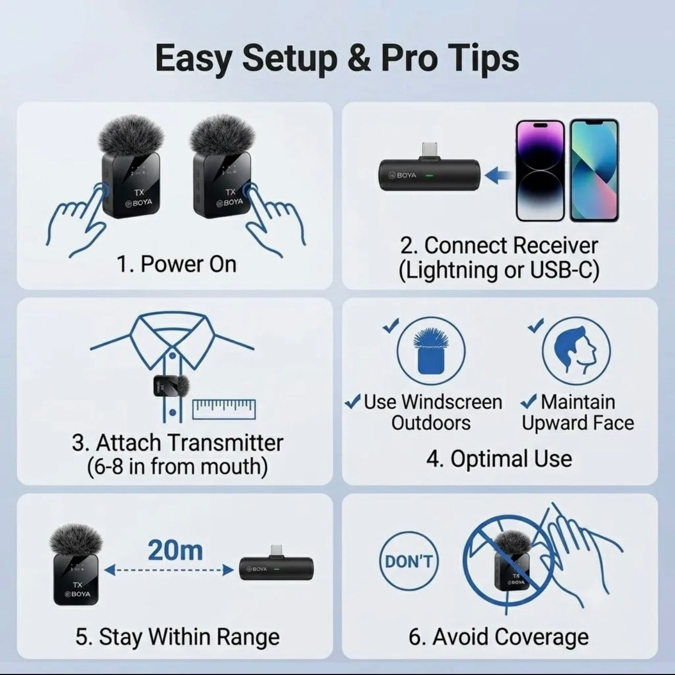 BOYA Wireless Microphone Series – MW2, MW9, MW10 & MW11 | Professional Audio Mic
