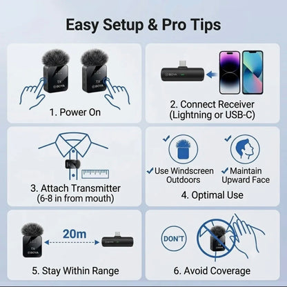 BOYA Wireless Microphone Series – MW2, MW9, MW10 & MW11 | Professional Audio Mic