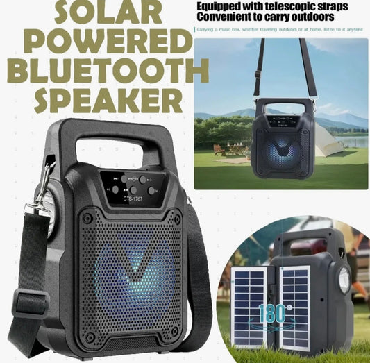 1767 Portable Wireless Speaker Double Solar Panel with Torch Light