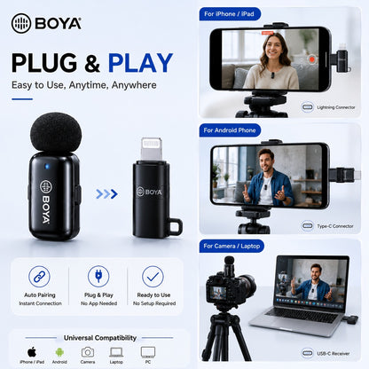 BOYA Wireless Microphone Series – MW2, MW9, MW10 & MW11 | Professional Audio Mic