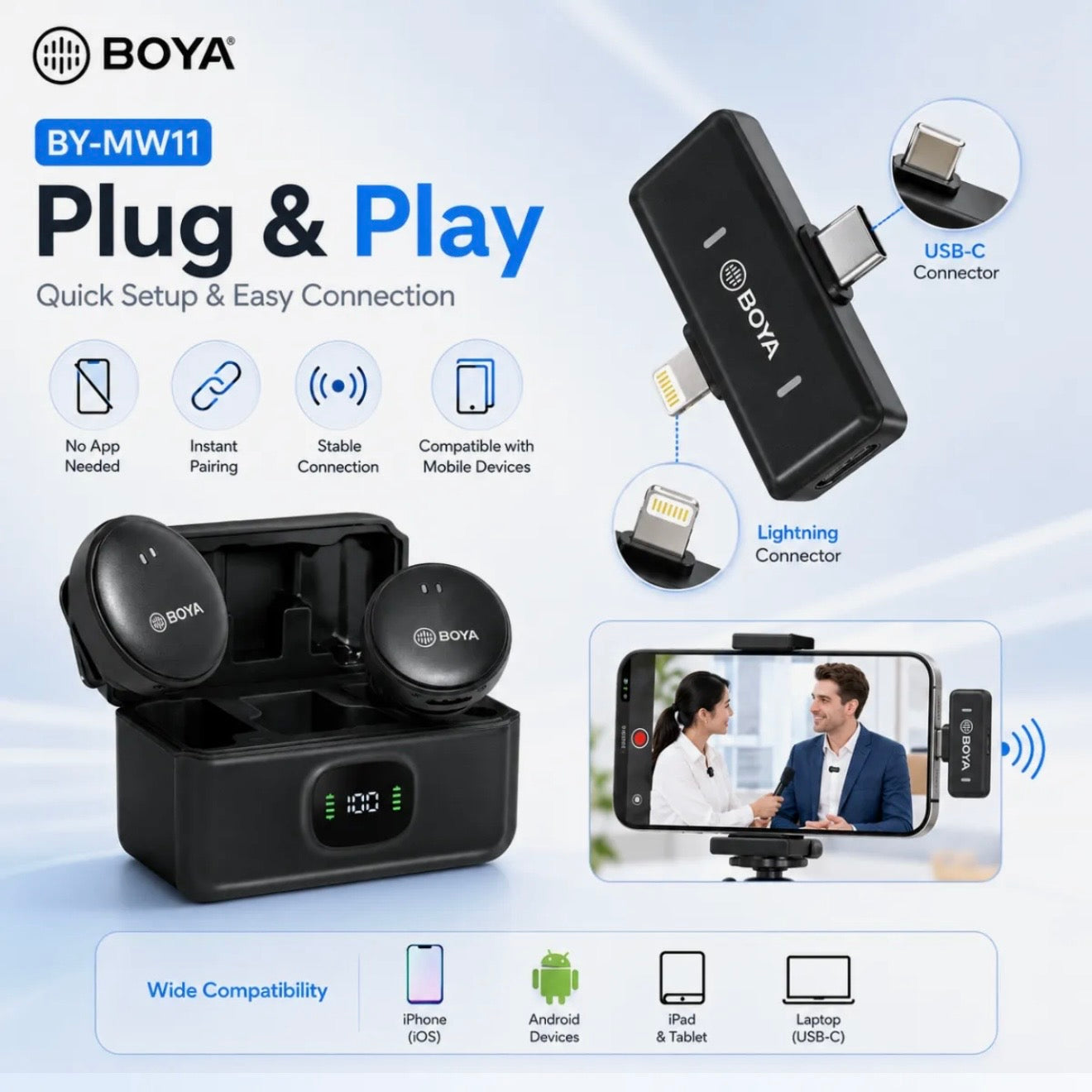 BOYA Wireless Microphone Series – MW2, MW9, MW10 & MW11 | Professional Audio Mic