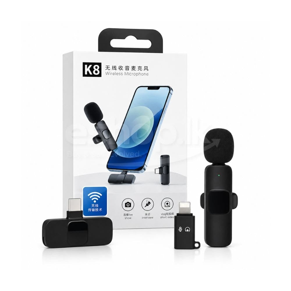 K9 K35 Wireless Microphone – Noise Reduction Collar Mic for Vlogging & Recording