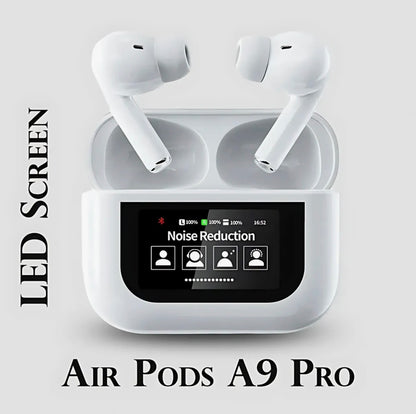 A9 Pro Smart Touch Screen Wireless Earbuds with ANC & ENC – White Edition
