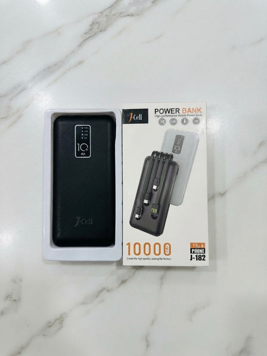 Jcell 10000mAh 4-in-1 Fast Charging Power Bank – Built-in Cables