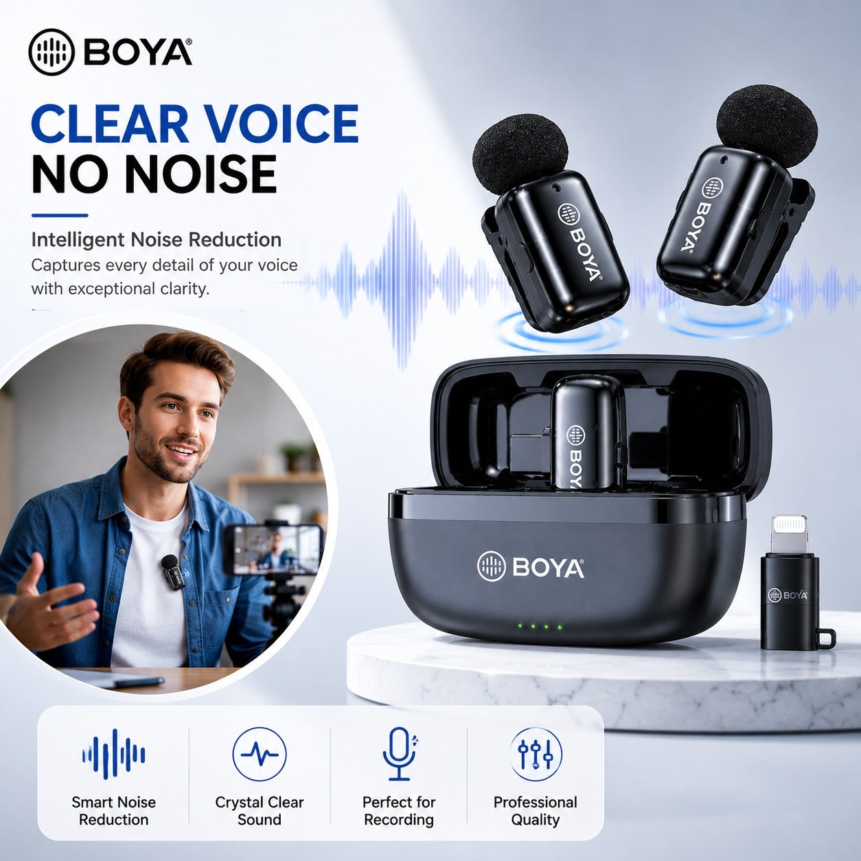 BOYA Wireless Microphone Series – MW2, MW9, MW10 & MW11 | Professional Audio Mic