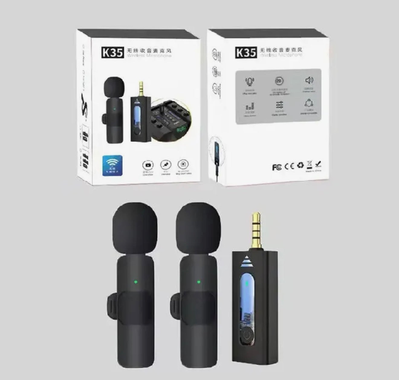 K9 K35 Wireless Microphone – Noise Reduction Collar Mic for Vlogging & Recording