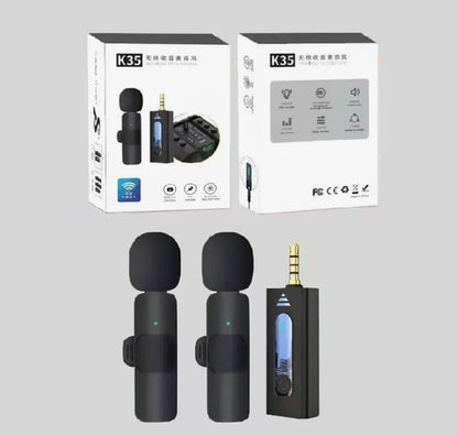 K9 K35 Wireless Microphone – Noise Reduction Collar Mic for Vlogging & Recording