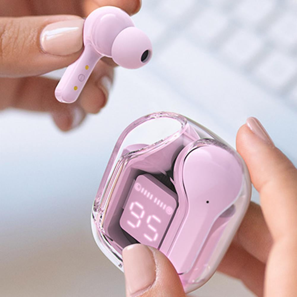 Transparent Bluetooth Earbuds – Smart LED Charging Case