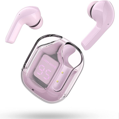 Transparent Bluetooth Earbuds – Smart LED Charging Case