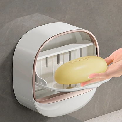 2-Pack Wall Mounted Soap Holder with Drainage | Self-Adhesive Bathroom Soap Case