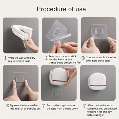 2-Pack Wall Mounted Soap Holder with Drainage | Self-Adhesive Bathroom Soap Case
