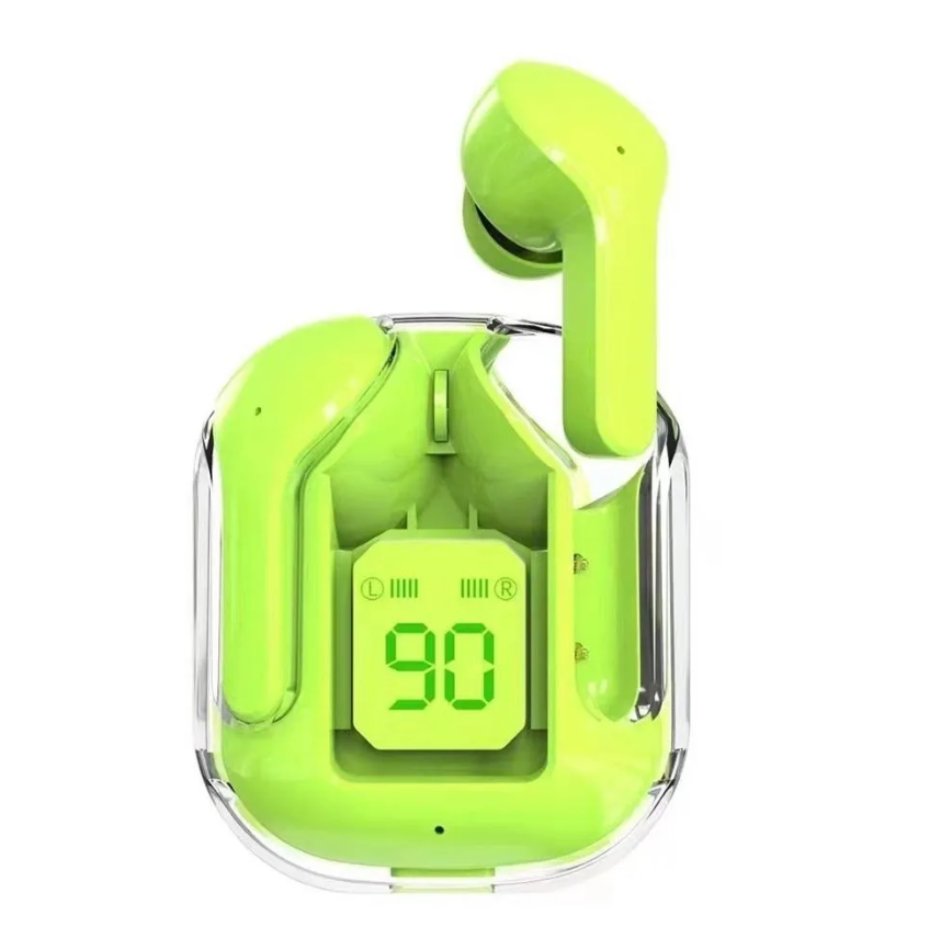 Transparent Bluetooth Earbuds – Smart LED Charging Case