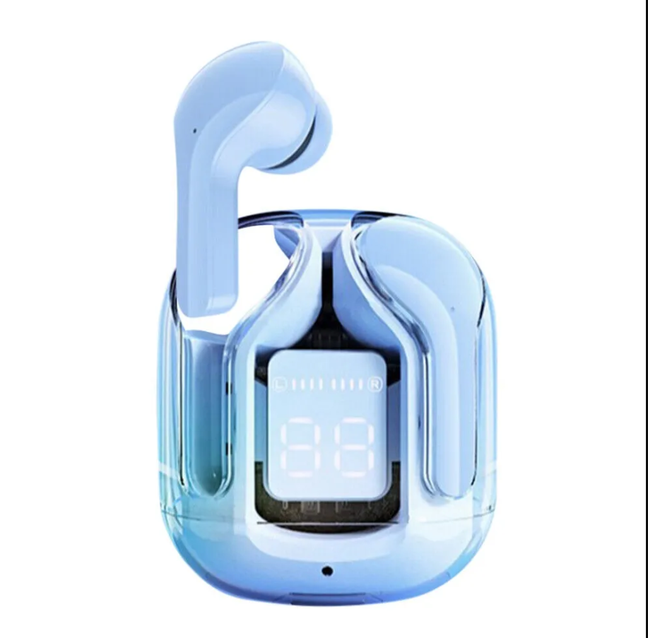 Transparent Bluetooth Earbuds – Smart LED Charging Case