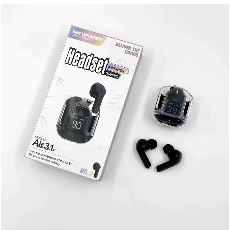 Transparent Bluetooth Earbuds – Smart LED Charging Case