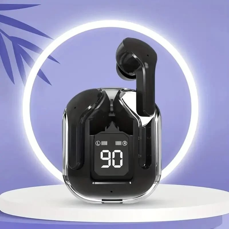 Transparent Bluetooth Earbuds – Smart LED Charging Case