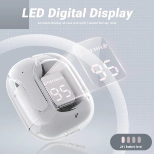Transparent Bluetooth Earbuds – Smart LED Charging Case