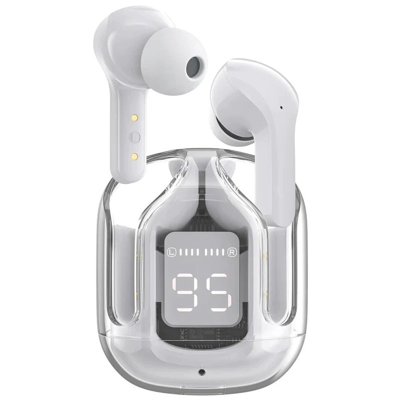 Transparent Bluetooth Earbuds – Smart LED Charging Case