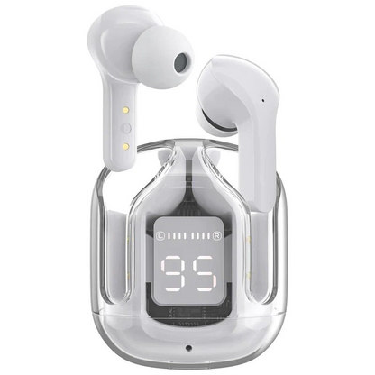 Transparent Bluetooth Earbuds – Smart LED Charging Case