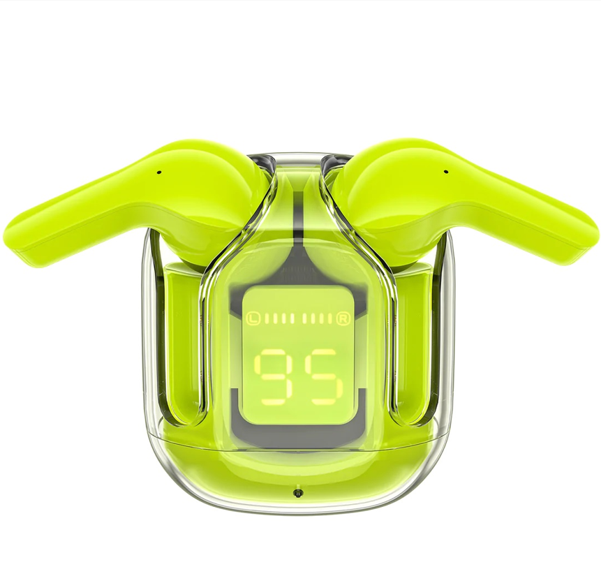 Transparent Bluetooth Earbuds – Smart LED Charging Case