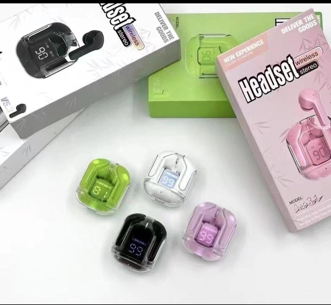 Transparent Bluetooth Earbuds – Smart LED Charging Case