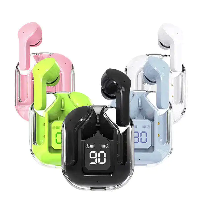 Transparent Bluetooth Earbuds – Smart LED Charging Case
